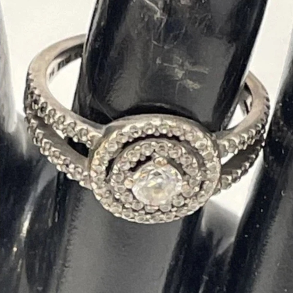 Pandora Dazzling Silver Double Band split shank ring